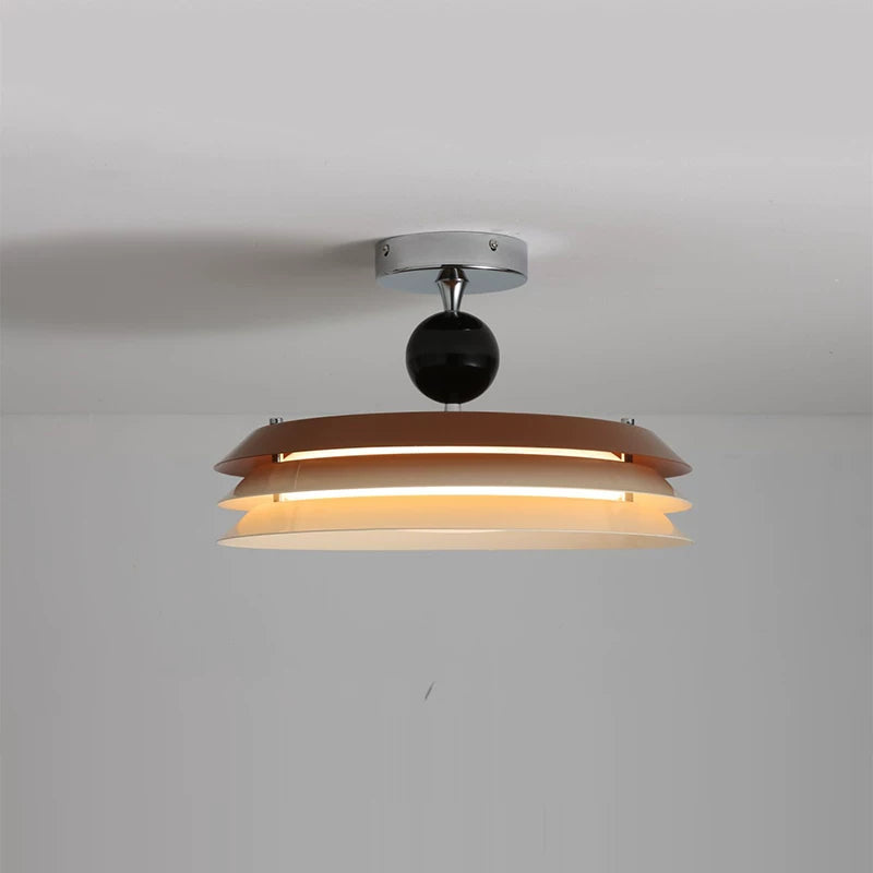 Luma Scandinavian Ceiling Light, Layered Round Semi-Flush Mount Fixture for Bedroom, Entryway & Hallway