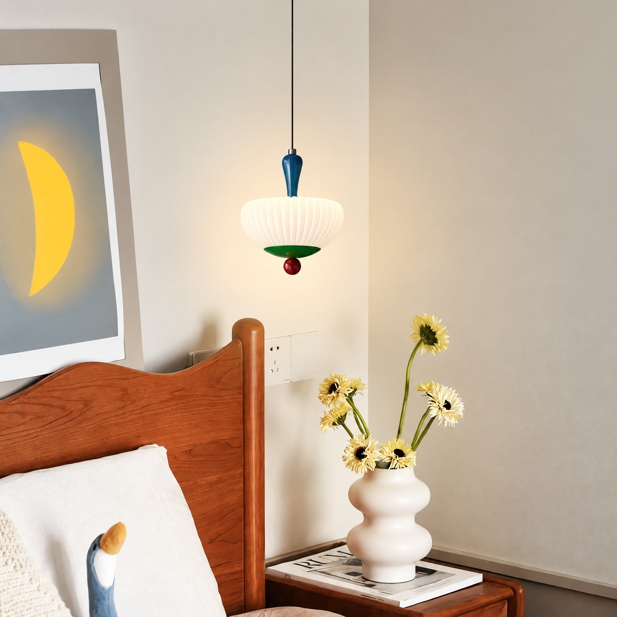 Tempo Memphis-Style Wall Sconce, Colorful Dome Shade Bedside Wall Light for Bedroom, Hallway & Living Room