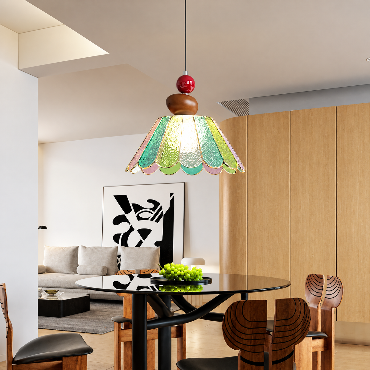 Fleur Vintage Glass Pendant Light, French-Inspired Scalloped Hanging Fixture for Dining Room & Breakfast Nook
