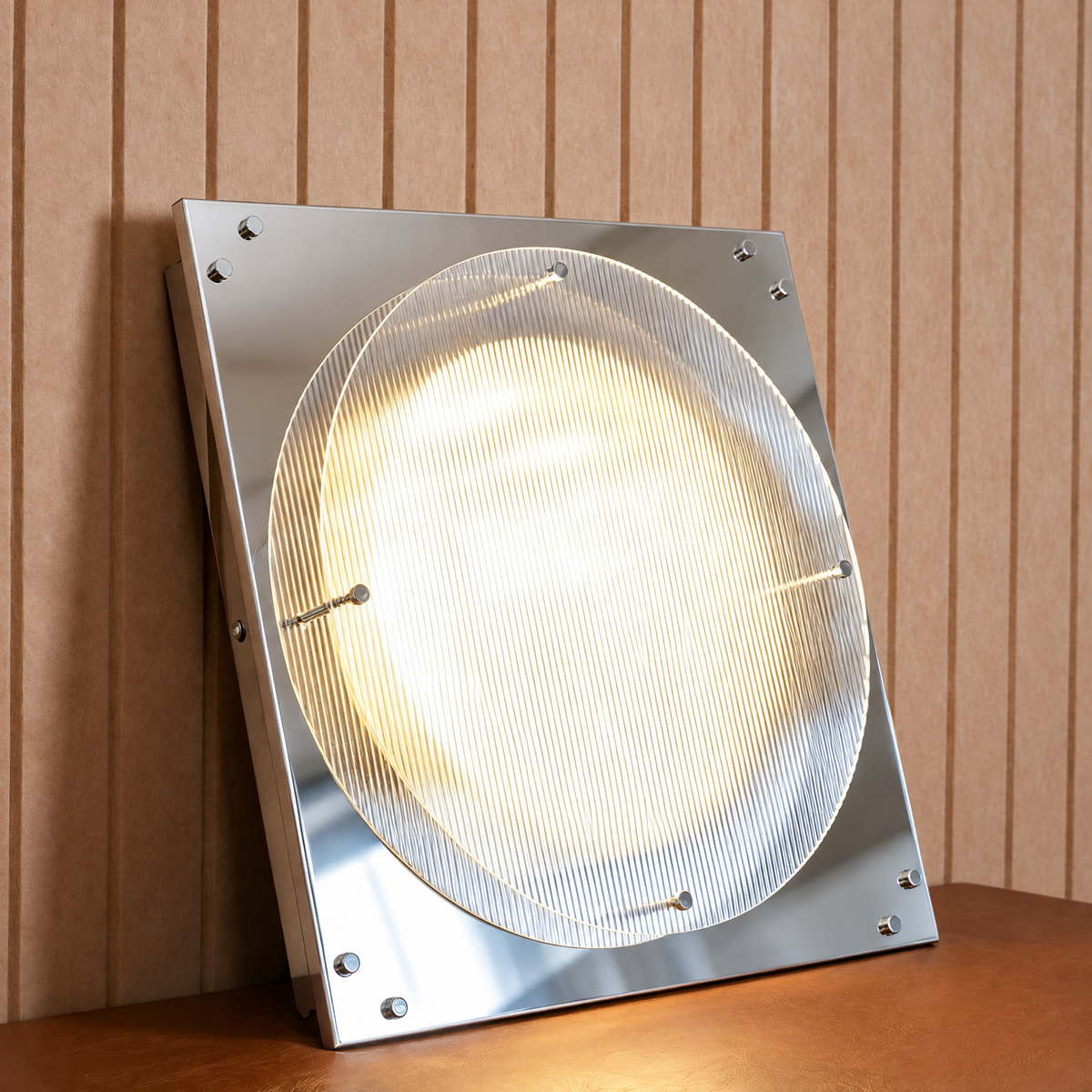 Forma Bauhaus Ceiling Light, Modern Square Flush Mount with Round Ribbed Shade for Bedroom & Hallway